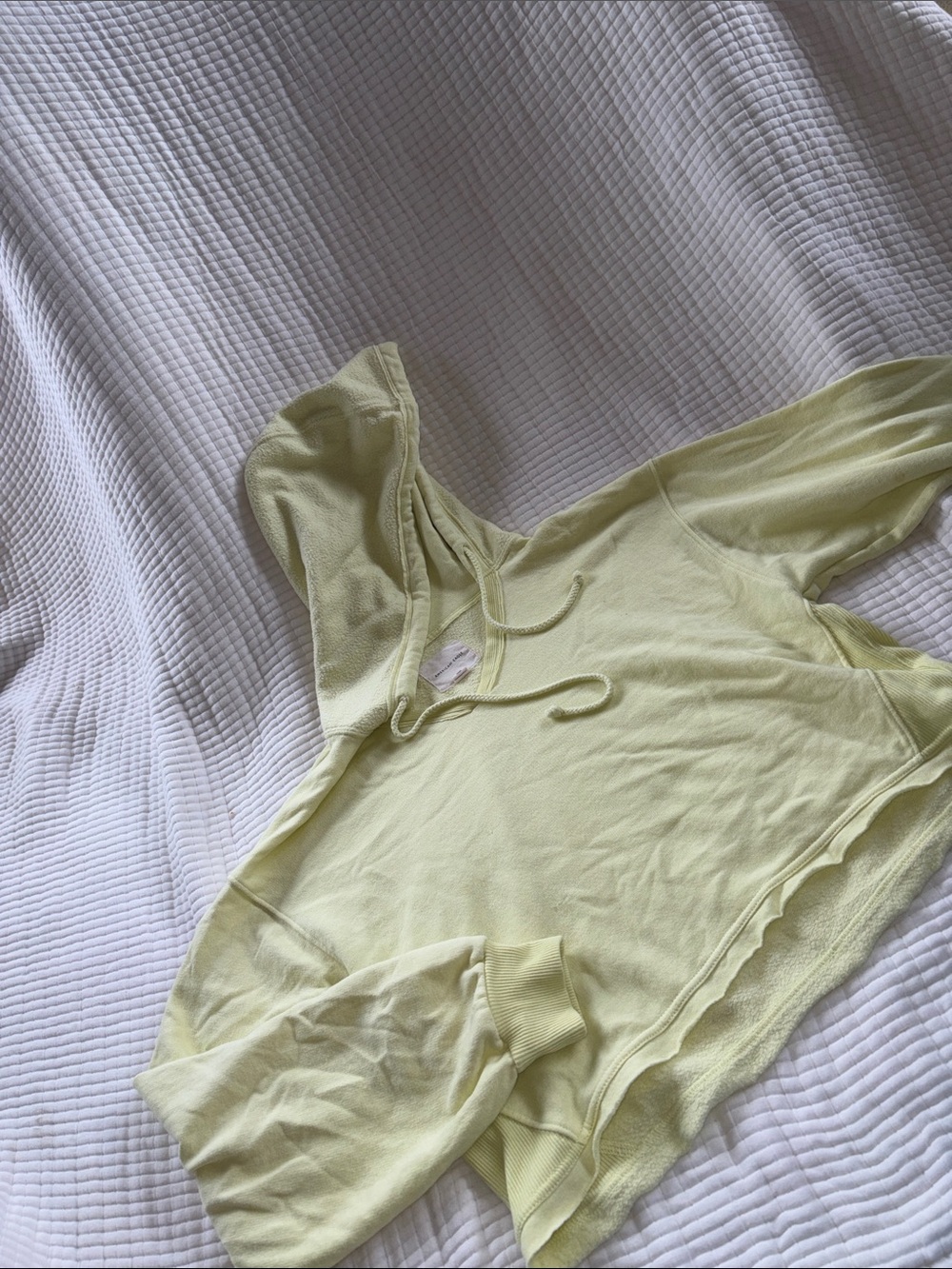 American Eagle Outfitters Pale Yellow Hooded Pullover